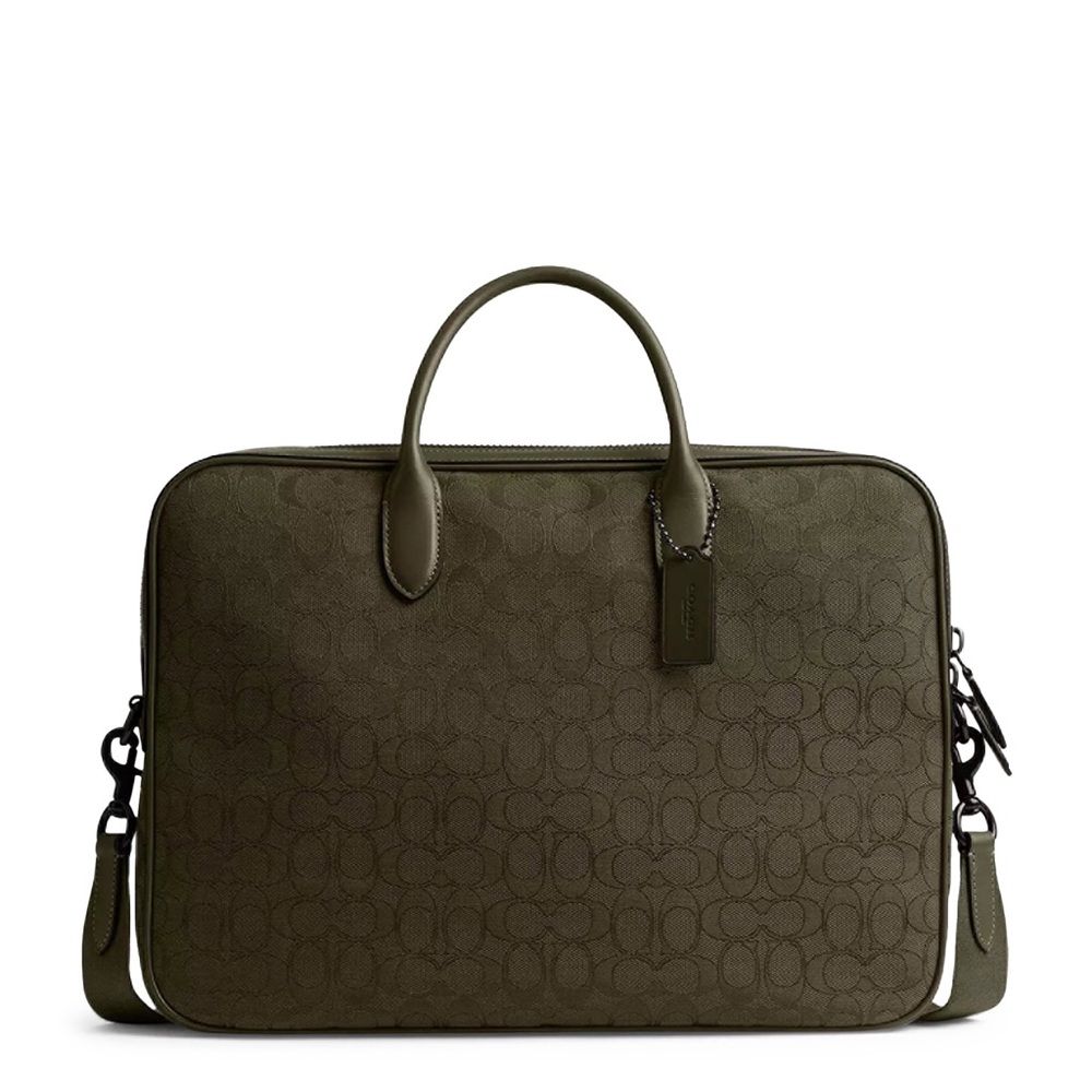 Coach 🆕 Olive Signature Laptop Brief case messenger commuter bag - Picture 2 of 9